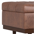 Pemberly Row Coffee Table Storage Ottoman Vegan Leather Brown 34 in