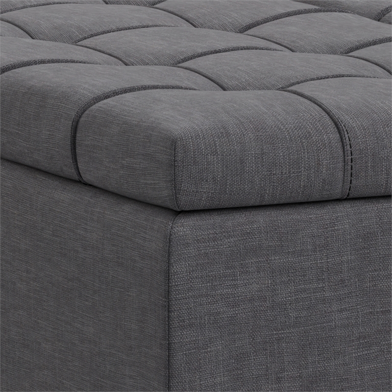 Pemberly Row Lift Top Storage Ottoman in Slate Gray Linen