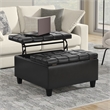 Pemberly Row Coffee Table Storage Ottoman in Black Vegan Leather