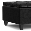 Pemberly Row Coffee Table Storage Ottoman in Black Vegan Leather