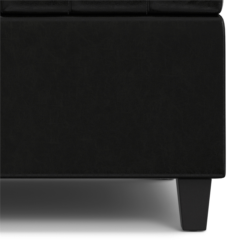 Pemberly Row Coffee Table Storage Ottoman in Black Vegan Leather
