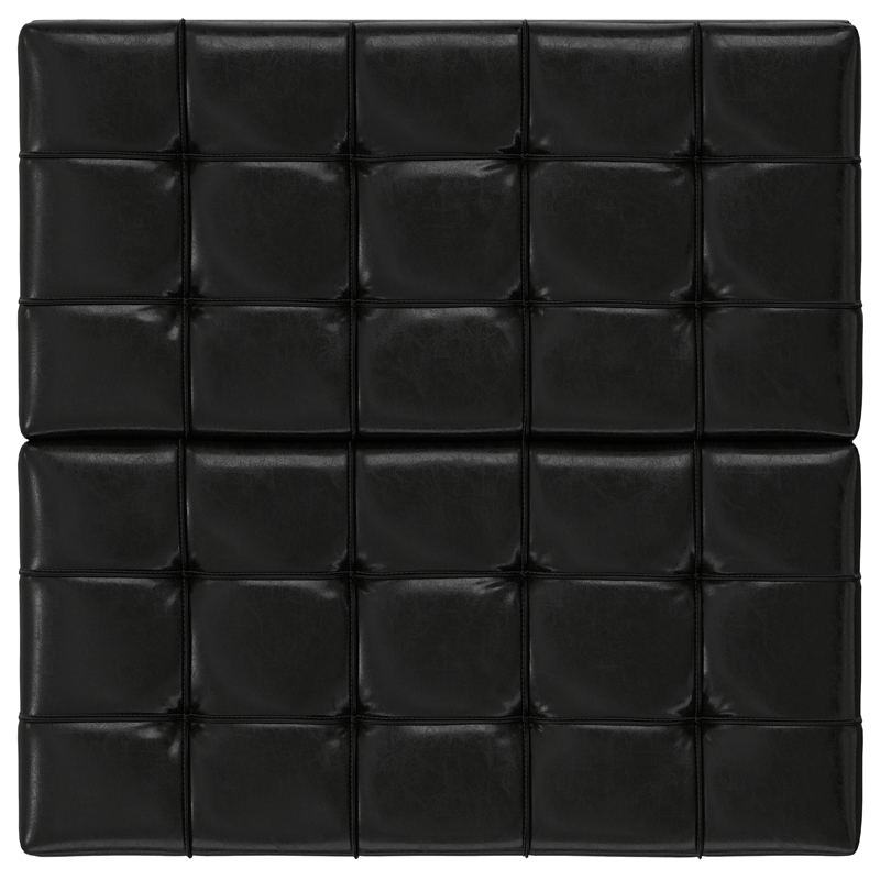 Pemberly Row Coffee Table Storage Ottoman in Black Vegan Leather