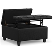 Pemberly Row Coffee Table Storage Ottoman in Black Vegan Leather