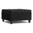 Pemberly Row Coffee Table Storage Ottoman in Black Vegan Leather