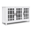 Pemberly Row Storage Cabinet Buffet in Solid Wood White with Glass Doors
