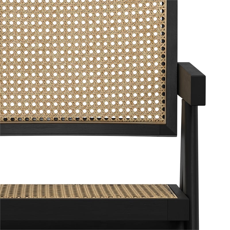 Pemberly Row Dining Arm Chair Pair in Solid Beechwood and Black Frame