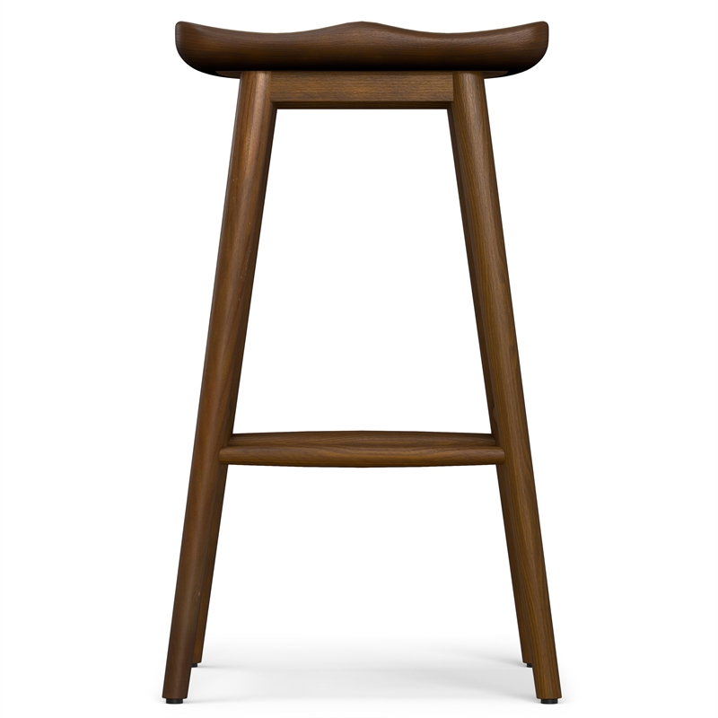 Pemberly Row 30 inch Sculpted Wood Bar Stool in Dark Walnut Finish