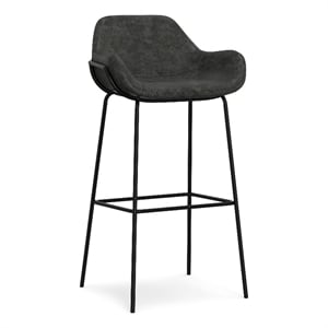 Pemberly Row Contemporary Bar Stool with Vegan Leather in Slate Gray