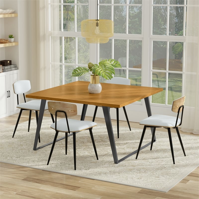 Pemberly Row 54 x 54 in Square Dining Table in Oak Veneer with Graphite Legs