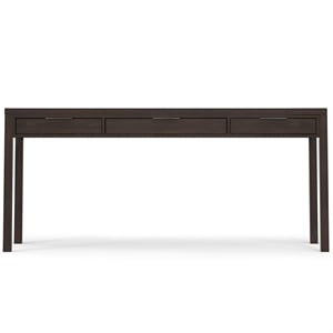 Pemberly Row Solid Wood 72 in Wide Desk in Warm Walnut Brown with Storage