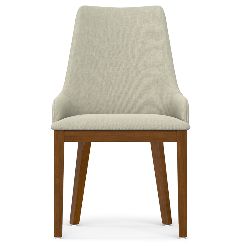 Pemberly Row Contemporary Dining Chair Set of 2 in Natural Linen Look Fabric