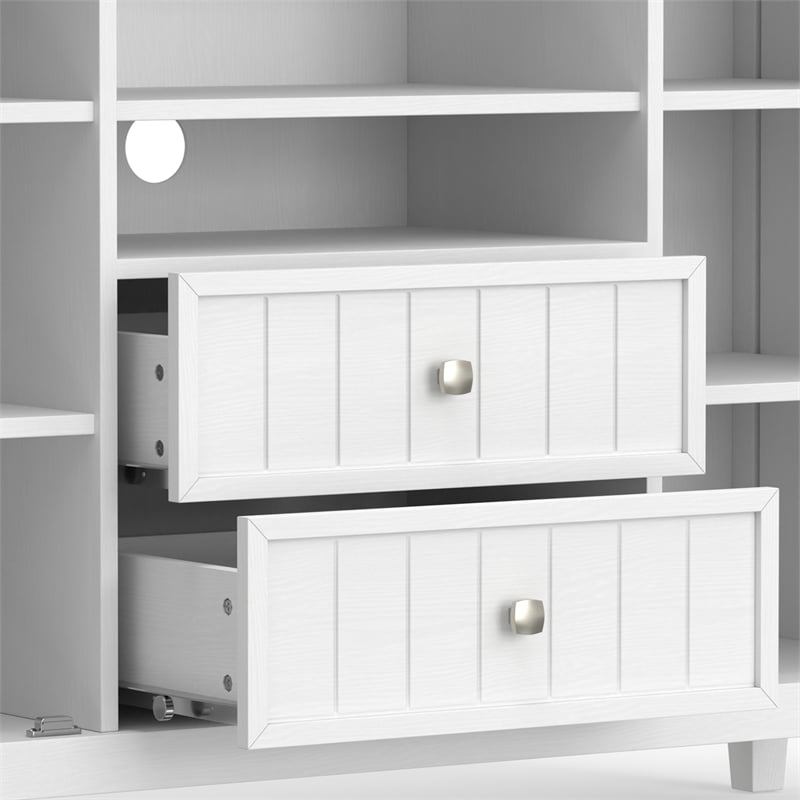 Pemberly Row Transitional TV Media Stand in White for TVs up to 60 Inches