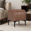 Pemberly Row Square Storage Ottoman with Tray in Distressed Saddle Brown
