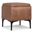 Pemberly Row Square Storage Ottoman with Tray in Distressed Saddle Brown
