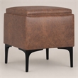 Pemberly Row Square Storage Ottoman with Tray in Distressed Saddle Brown