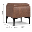 Pemberly Row Square Storage Ottoman with Tray in Distressed Saddle Brown