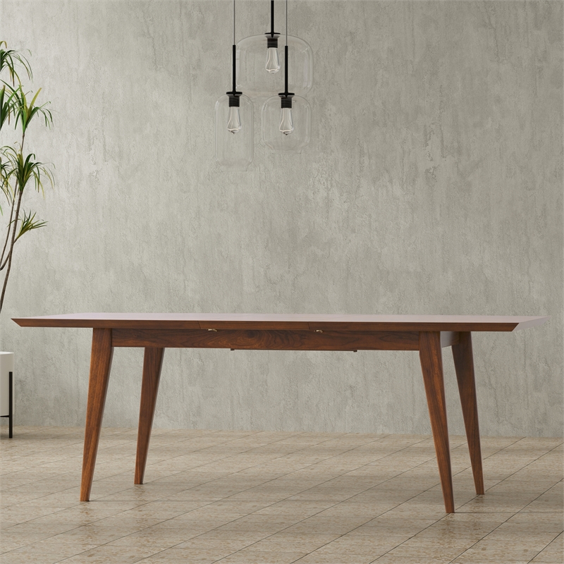 Pemberly Row Modern Extendable Dining Table with Walnut Veneer 66-84