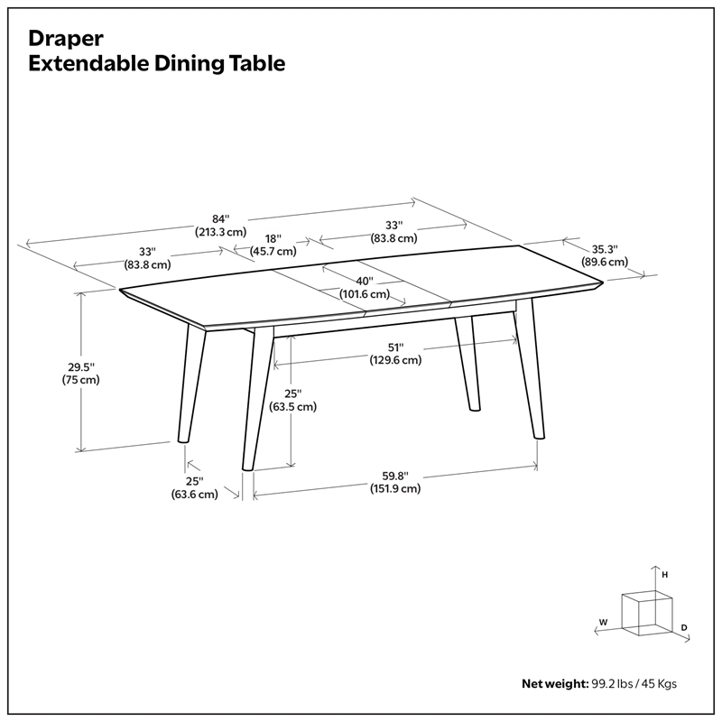 Pemberly Row Modern Extendable Dining Table with Walnut Veneer 66-84