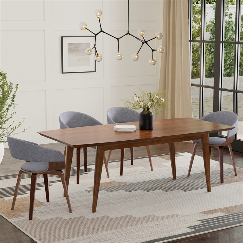 Pemberly Row Modern Extendable Dining Table with Walnut Veneer 66-84