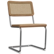 Pemberly Row Contemporary Dining Chair Set of 2 in Natural Rattan and Chrome