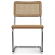 Pemberly Row Contemporary Dining Chair Set of 2 in Natural Rattan and Chrome