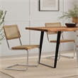 Pemberly Row Contemporary Dining Chair Set of 2 in Natural Rattan and Chrome
