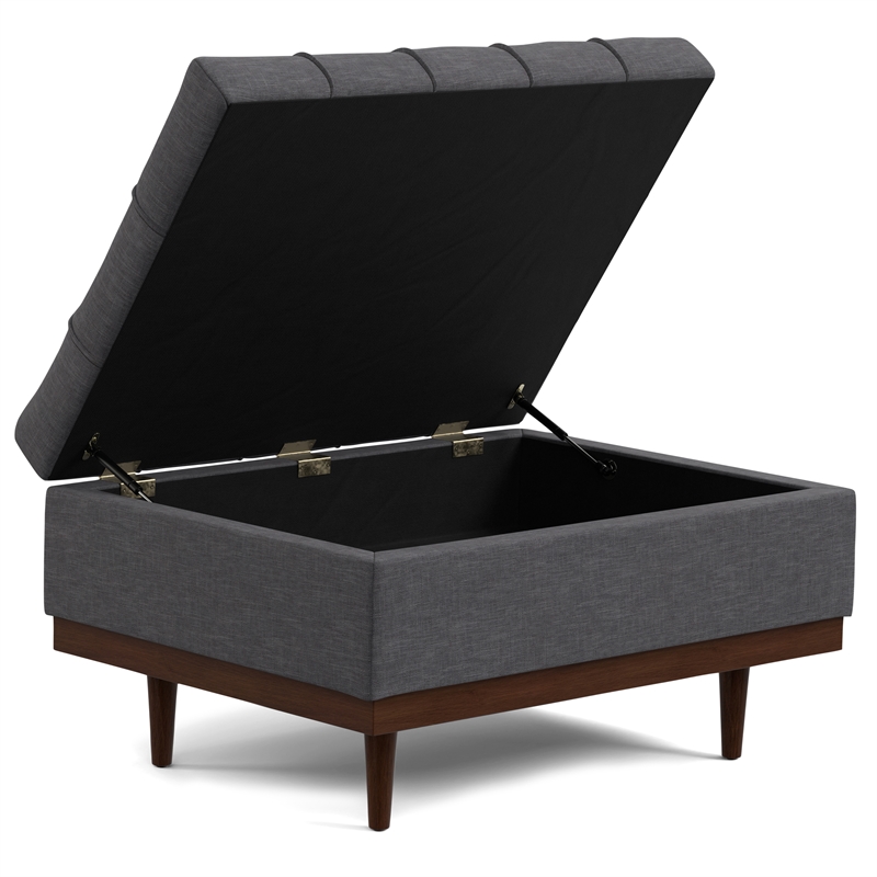 Pemberly Row Coffee Table Storage Ottoman Slate Grey Linen 34 in