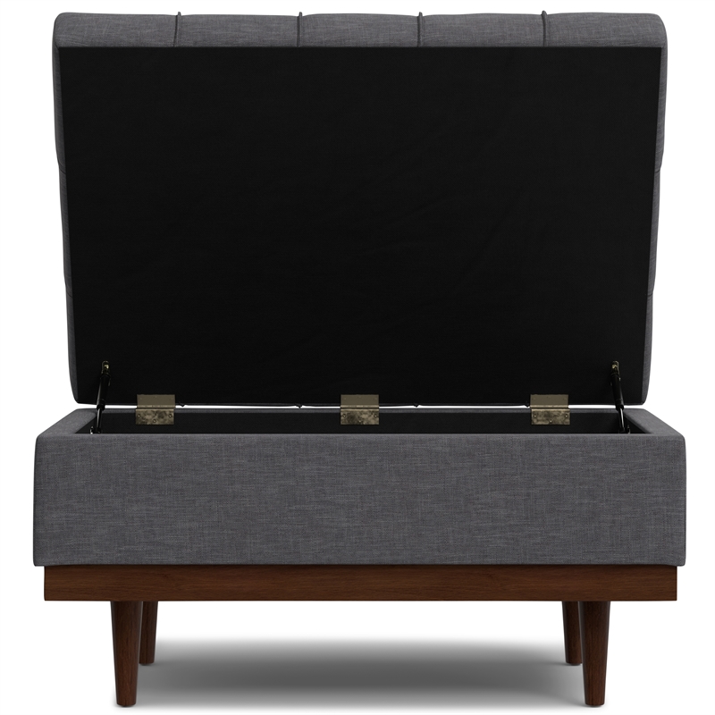 Pemberly Row Coffee Table Storage Ottoman Slate Grey Linen 34 in