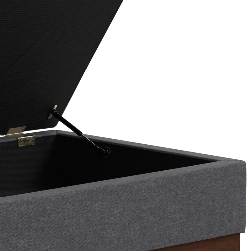 Pemberly Row Coffee Table Storage Ottoman Slate Grey Linen 34 in