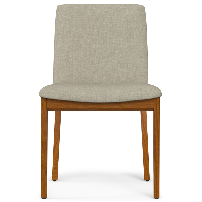 Pemberly Row Natural Linen Dining Chairs Solid Wood Set of 2