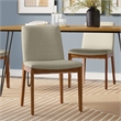 Pemberly Row Natural Linen Dining Chairs Solid Wood Set of 2