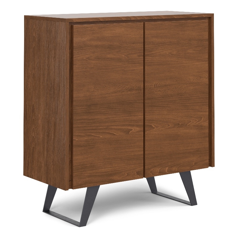 Pemberly Row Modern Storage Cabinet Metal Legs Walnut Veneer 39 in Wide