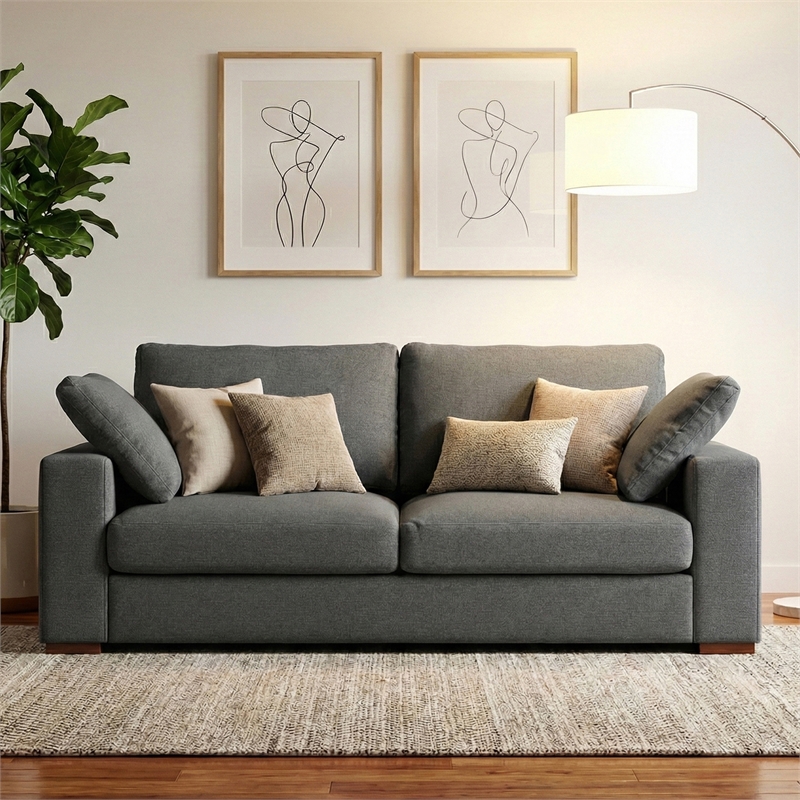 Pemberly Row 78-inch Oversized Sofa in Pebble Grey Performance Fabric