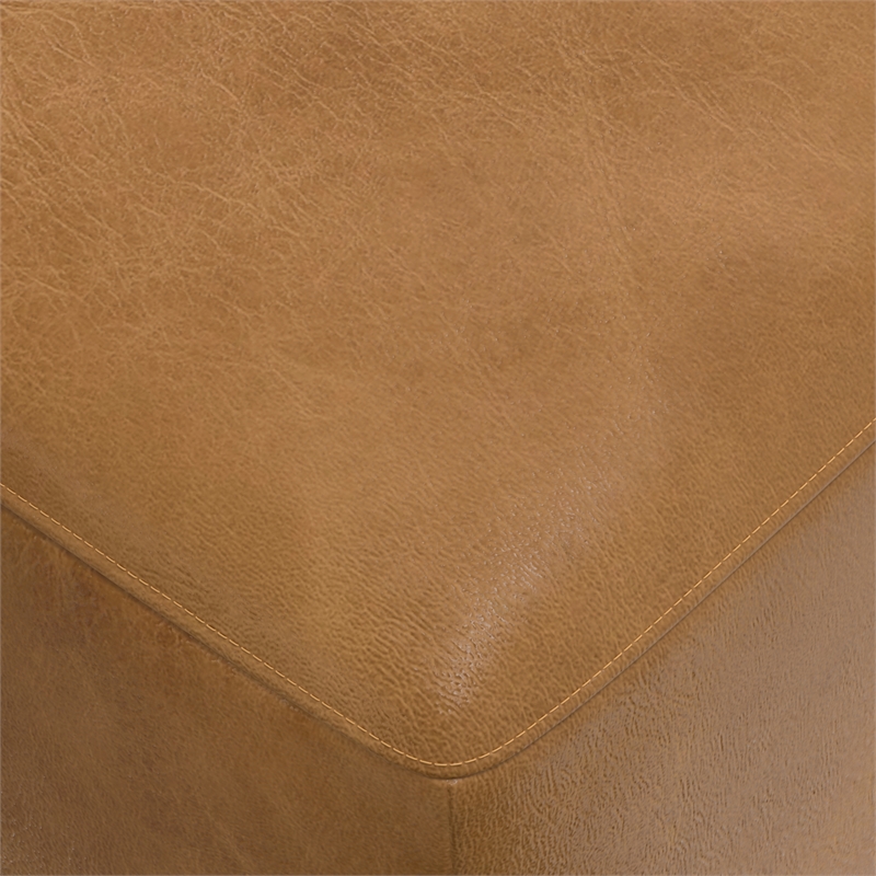 Pemberly Row Rex Ottoman in Genuine Sienna Leather