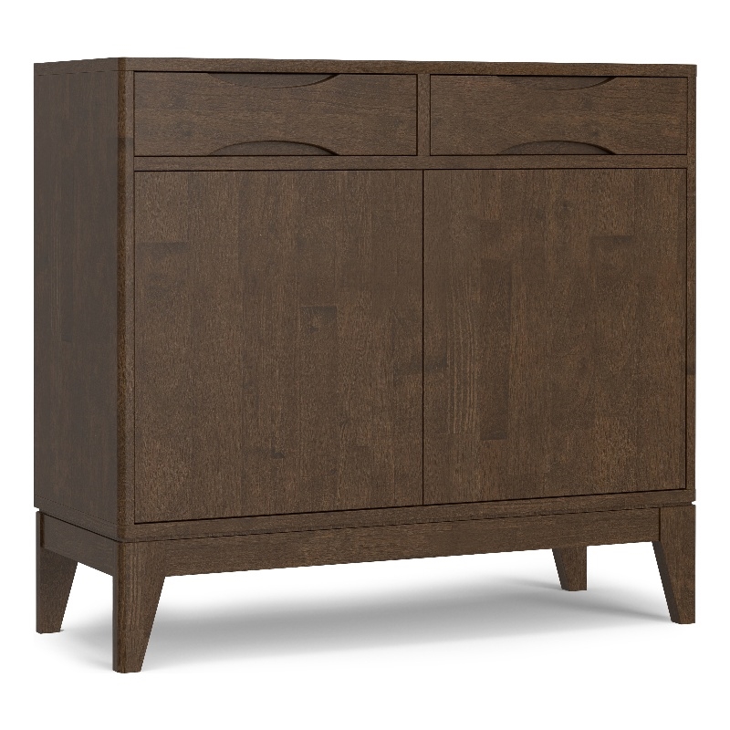 Pemberly Row Hardwood 40 Inch Entryway Storage Cabinet in Walnut Brown