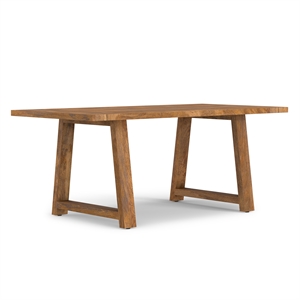 Pemberly Row Solid Mango Wood Farmhouse Dining Table in Burnt Wax