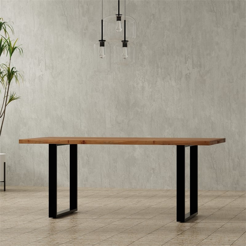Pemberly Row Acacia Wood Modern Industrial Dining Table in Natural