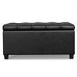 Pemberly Row Storage Ottoman Bench in Distressed Black Faux Leather