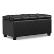 Pemberly Row Storage Ottoman Bench in Distressed Black Faux Leather