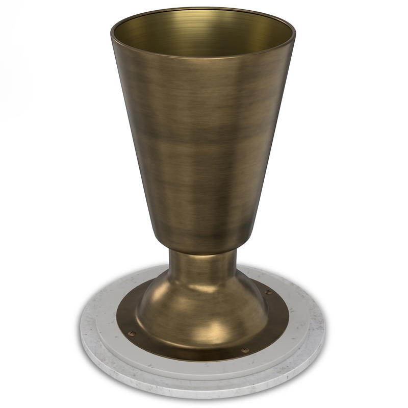 Pemberly Row Leyla 16 Inch Metal Side Table with Marble Top in Antique Brass