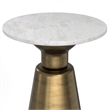 Pemberly Row Leyla 16 Inch Metal Side Table with Marble Top in Antique Brass