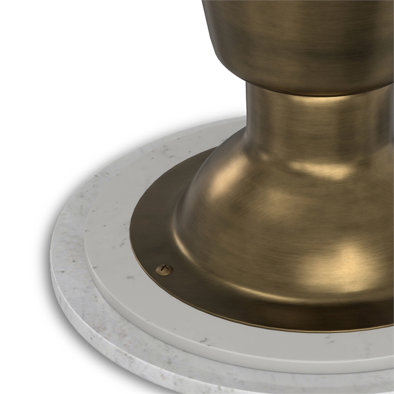 Pemberly Row Leyla 16 Inch Metal Side Table with Marble Top in Antique Brass