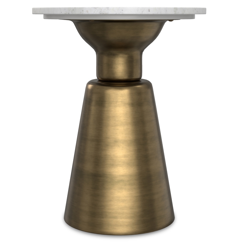 Pemberly Row Leyla 16 Inch Metal Side Table with Marble Top in Antique Brass