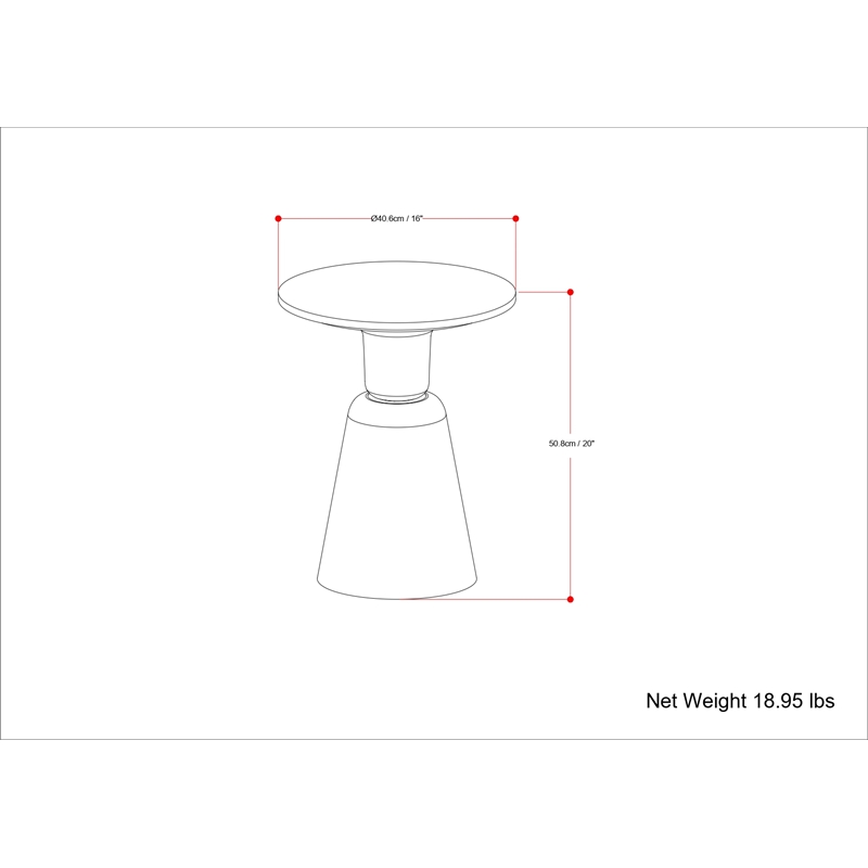 Pemberly Row Leyla 16 Inch Metal Side Table with Marble Top in Antique Brass