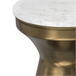 Pemberly Row Raquel 14 Inch Metal Side Table with Marble Top in White/Brass