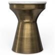 Pemberly Row Raquel 14 Inch Metal Side Table with Marble Top in White/Brass