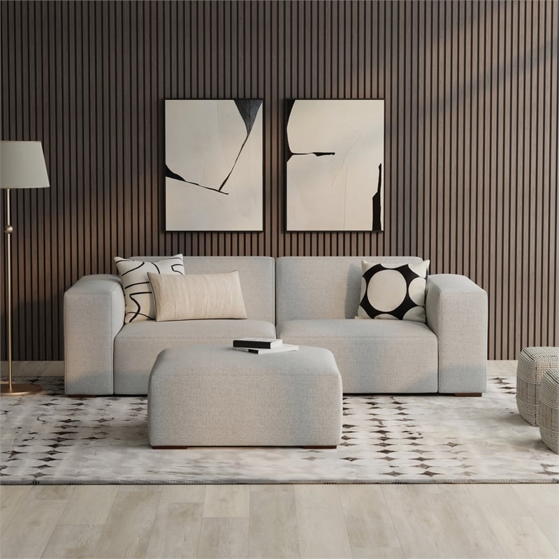Pemberly Row 2-Seater Modular Sofa and Ottoman Set in Performance Fabric