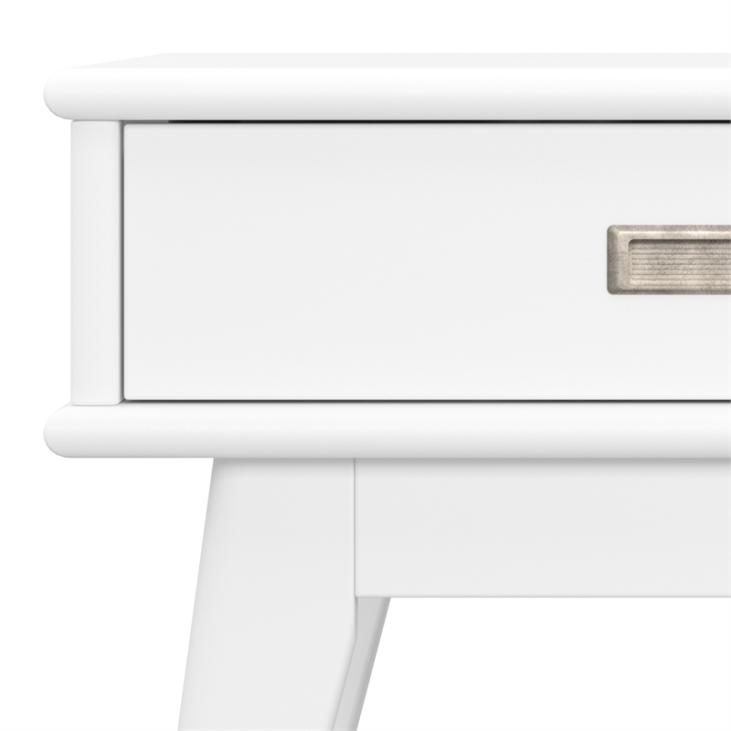 Pemberly Row Solid Hardwood Rectangle End Table with Drawer in White