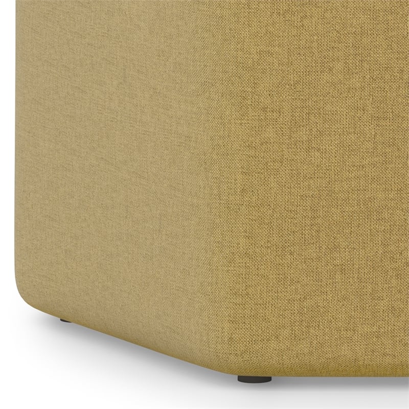 Pemberly Row Hexagonal Footstool in Dijon Yellow Linen Look Fabric