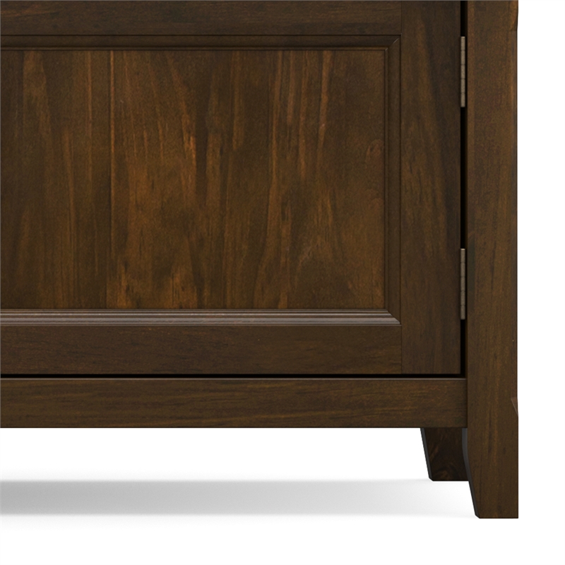 Pemberly Row Mahogany Brown Wood Media Stand for TVs up to 80 inches